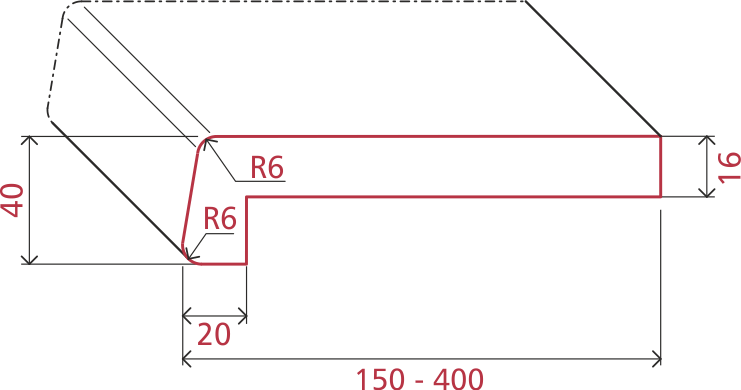 Abmessungen der HausFux Fuxalit Fensterbank