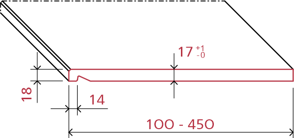 Abmessungen der Werzalit compact Fensterbank