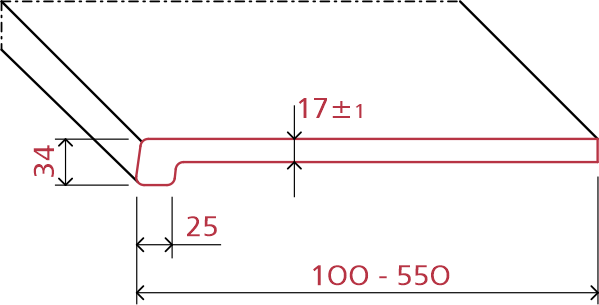 Abmessungen der Werzalit exclusiv Fensterbank